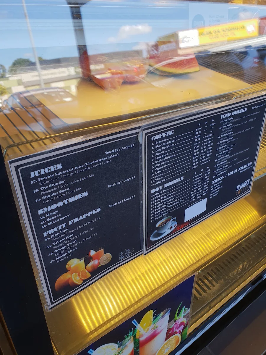 Menu, Blunder Coffee