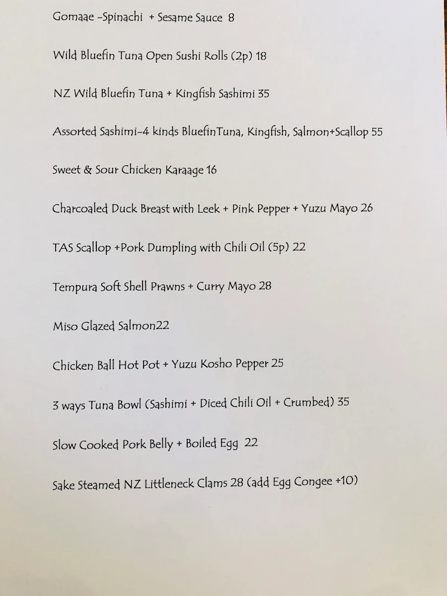 Menu, Kemuri Catering