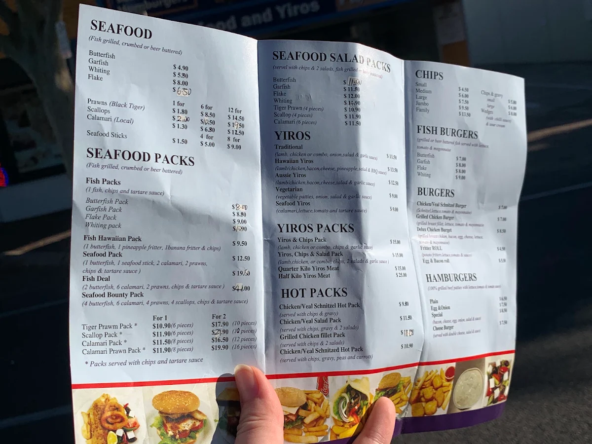Menu, Hilton Seafood & Yiros