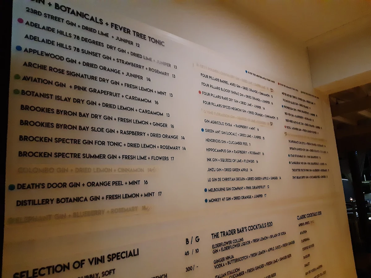 Menu, The Trader Bar