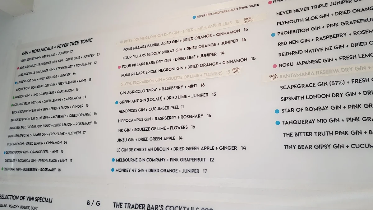 Menu, The Trader Bar