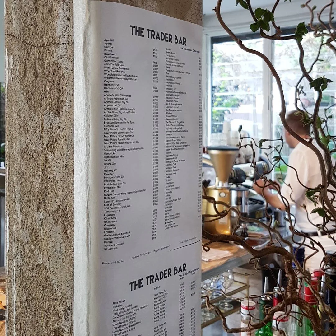 Menu, The Trader Bar