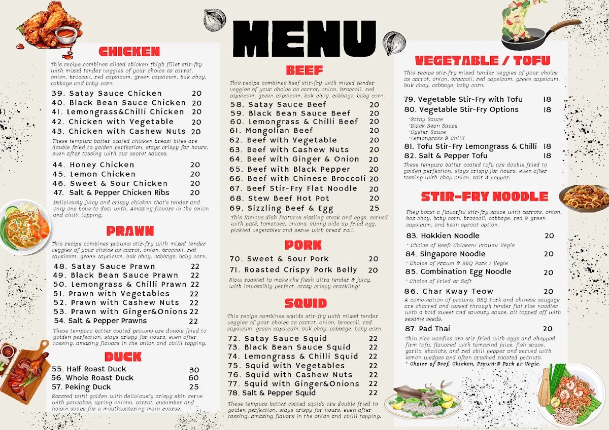 Menu, Glenroy Star Restaurant