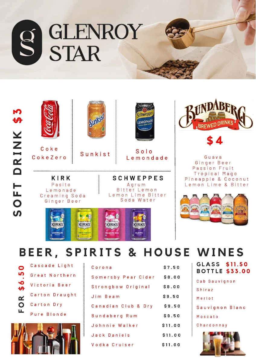 Menu, Glenroy Star Restaurant