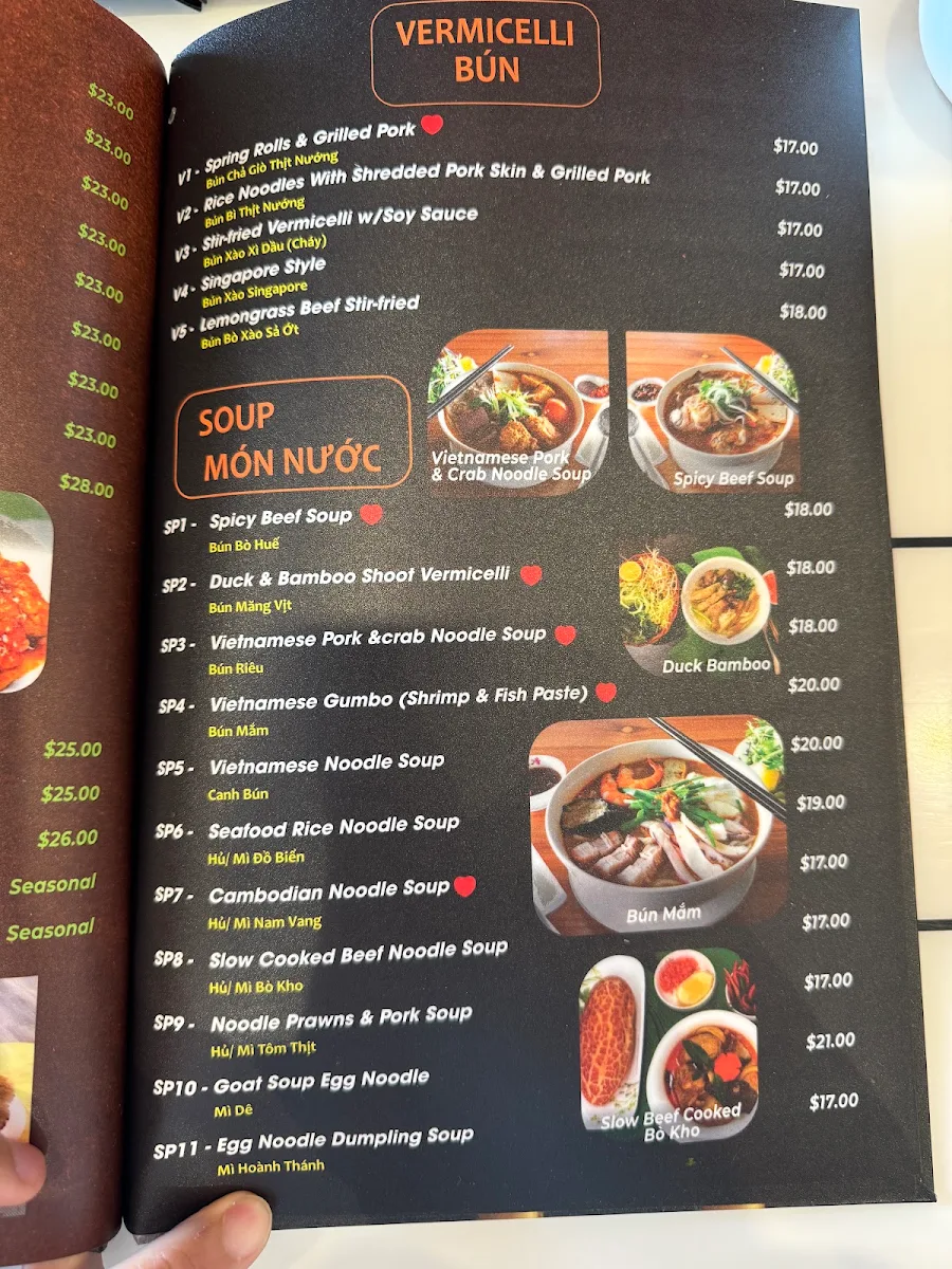 Menu, Co Nam Tra Vinh 2