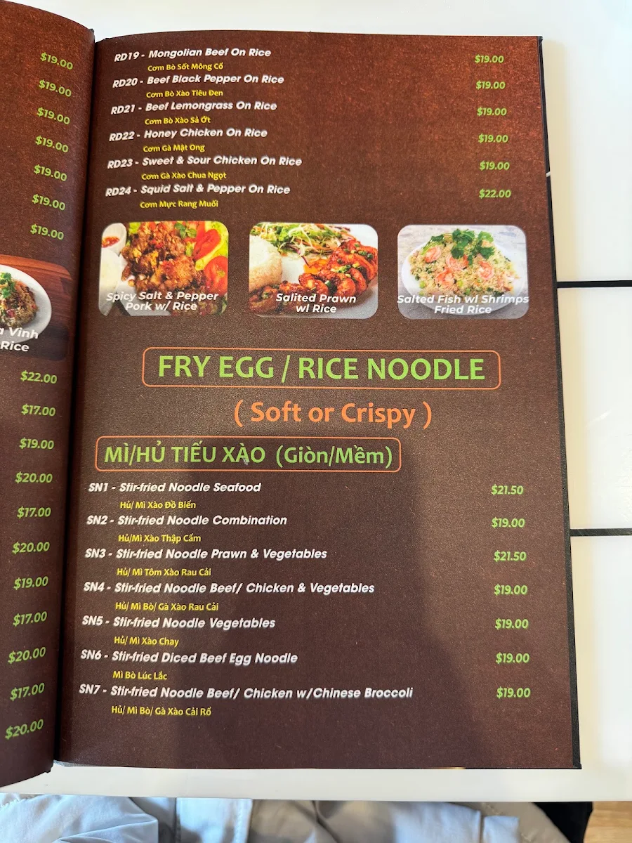 Menu, Co Nam Tra Vinh 2