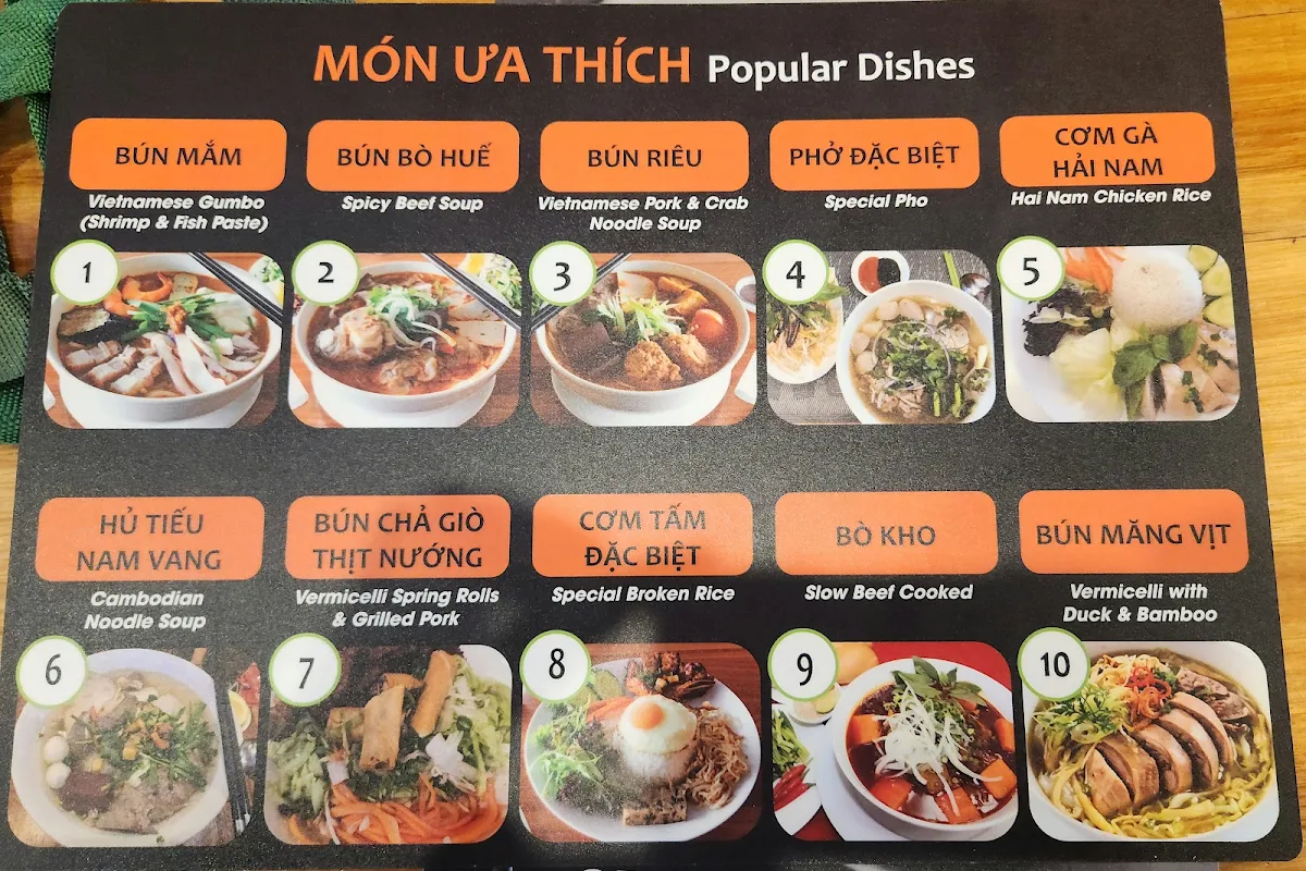 Menu, Co Nam Tra Vinh 2