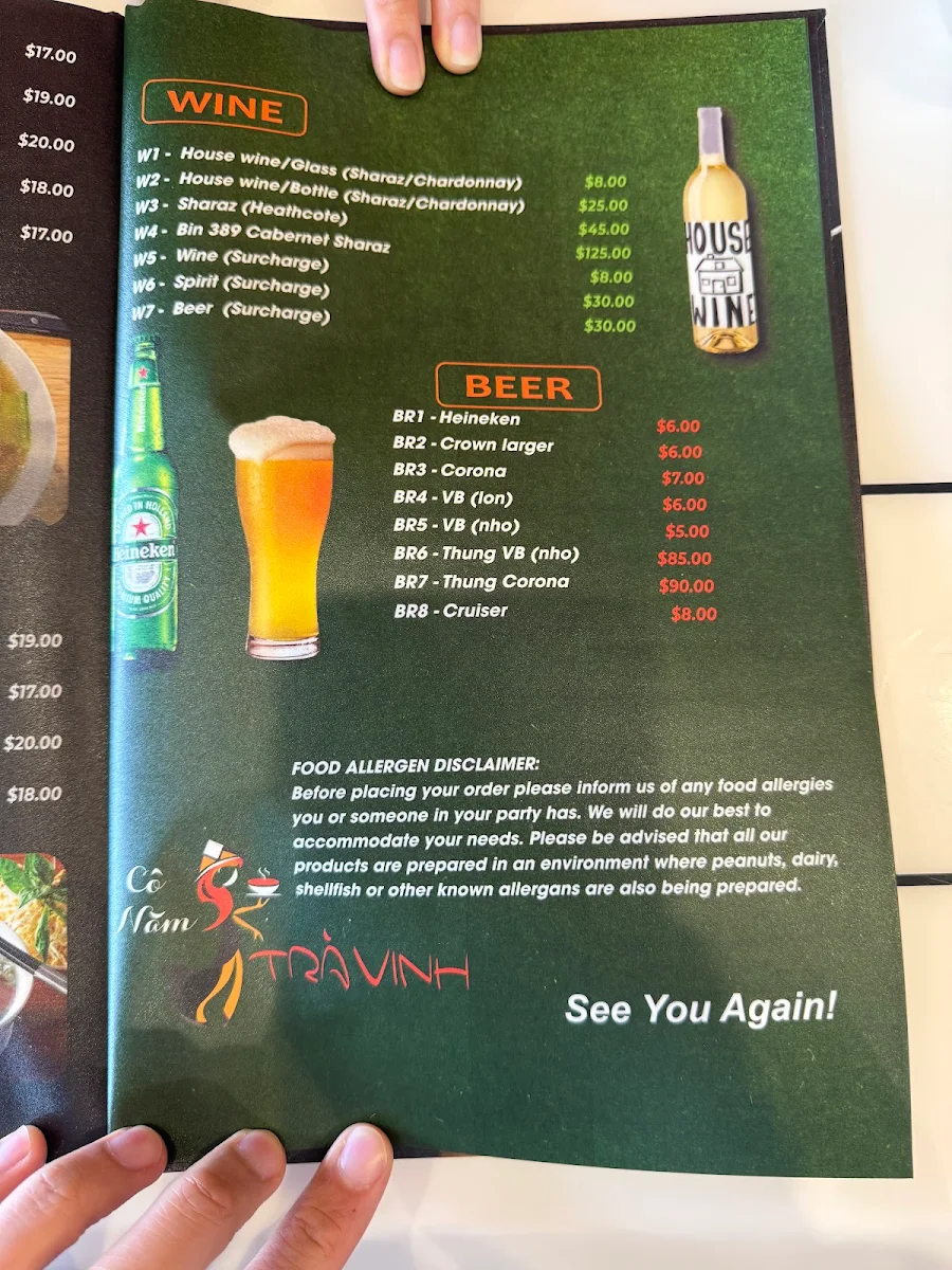 Menu, Co Nam Tra Vinh 2