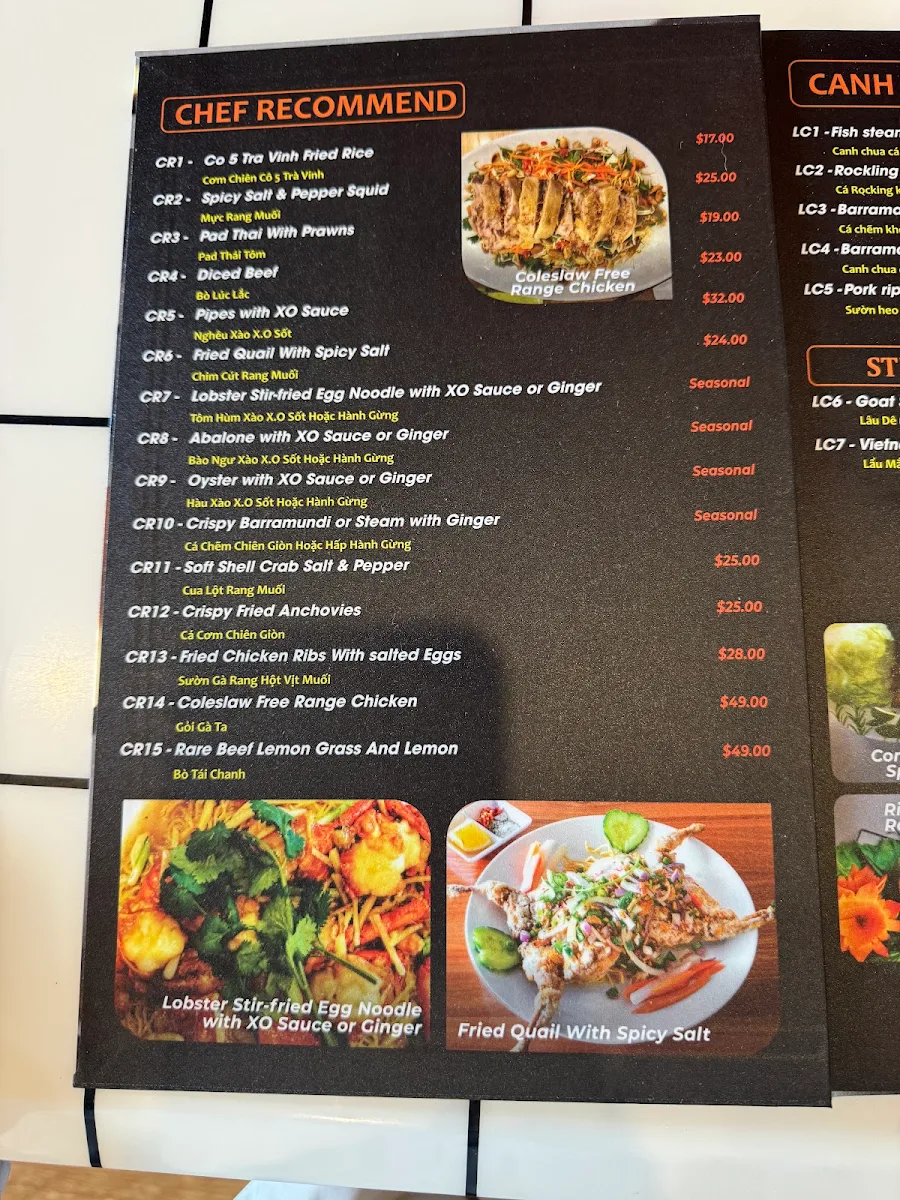 Menu, Co Nam Tra Vinh 2