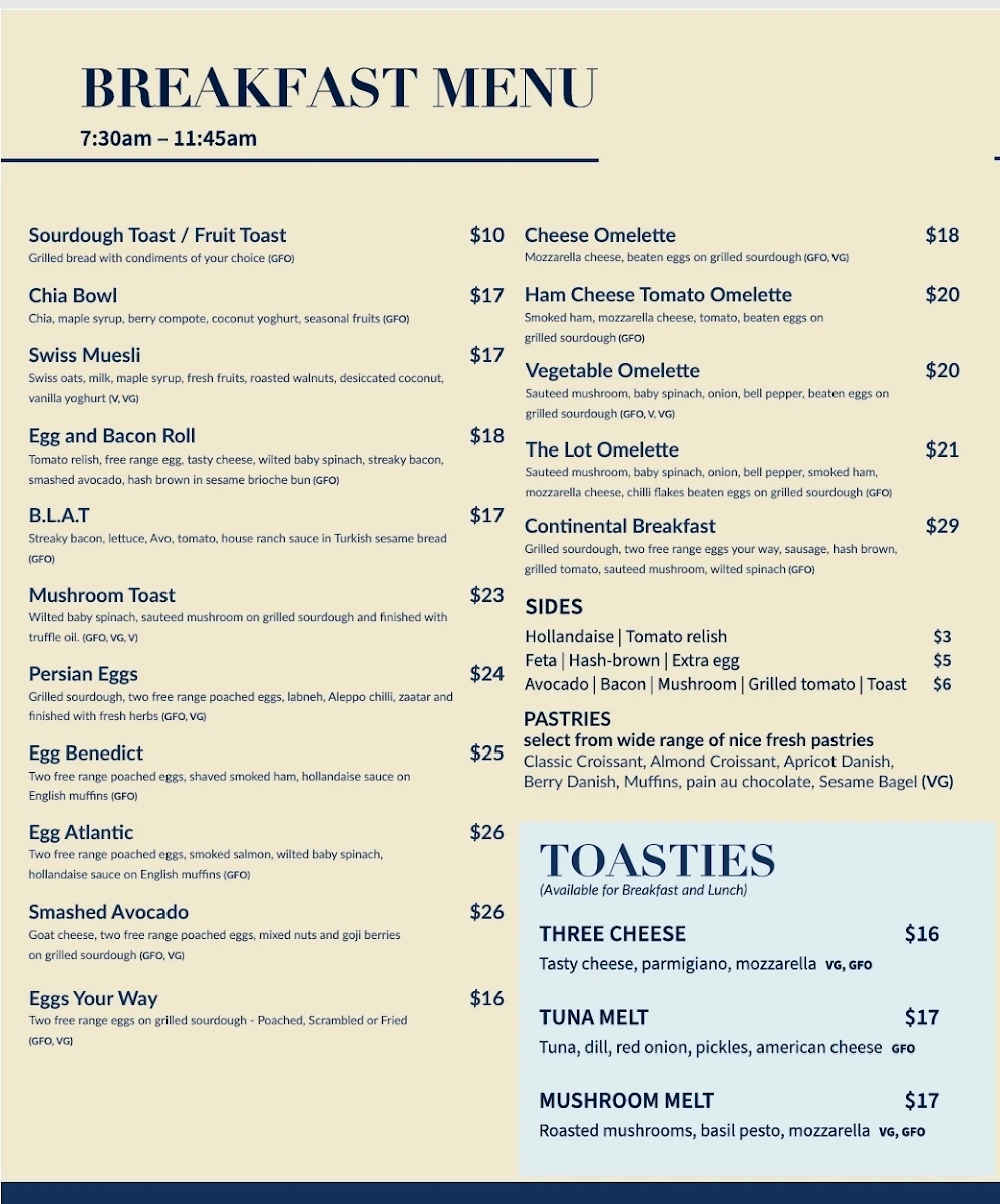 Menu, Bluette