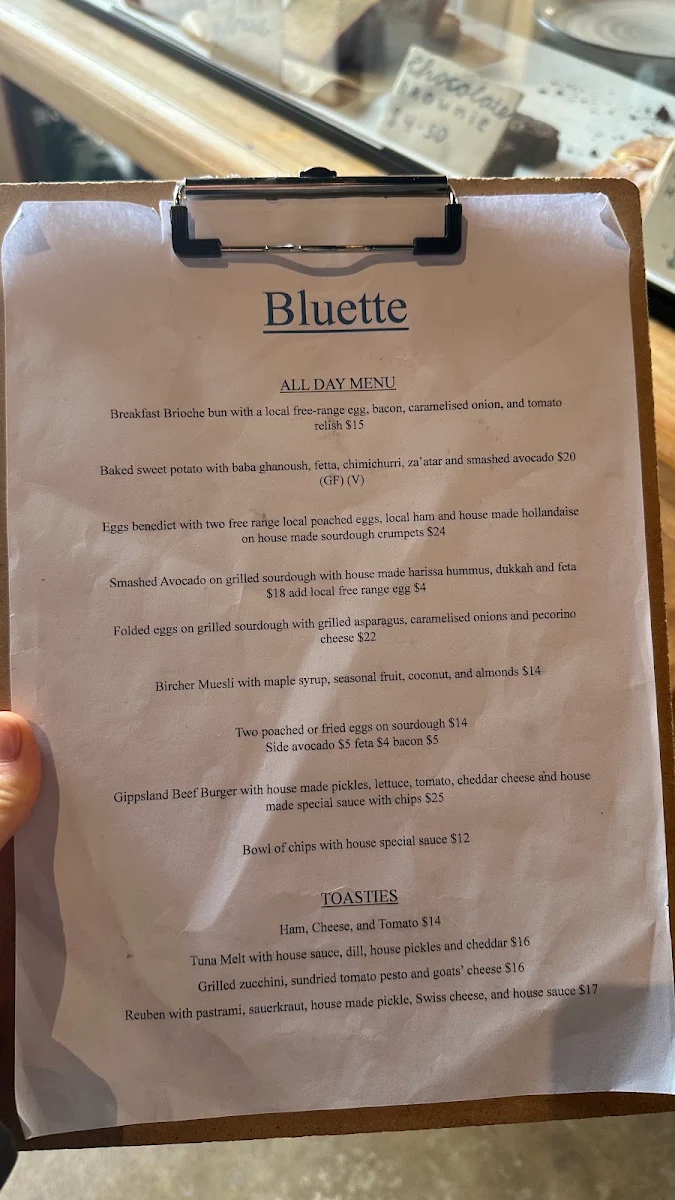 Menu, Bluette