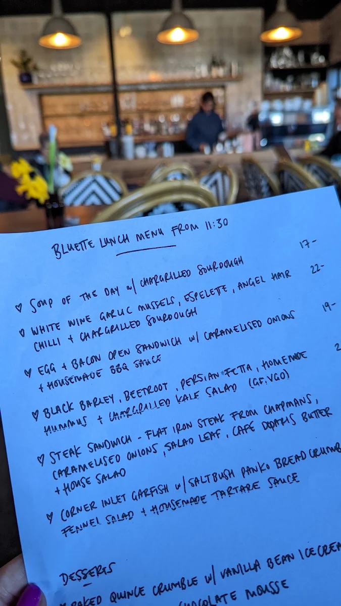 Menu, Bluette