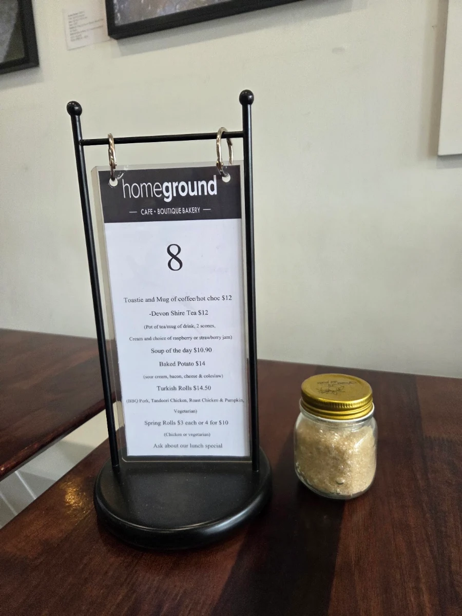 Menu, Homeground Cafe/Boutique Bakery