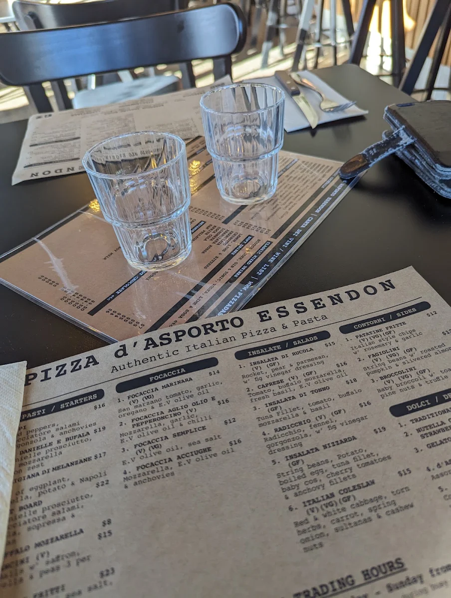 Menu, Pizza By D’Asporto