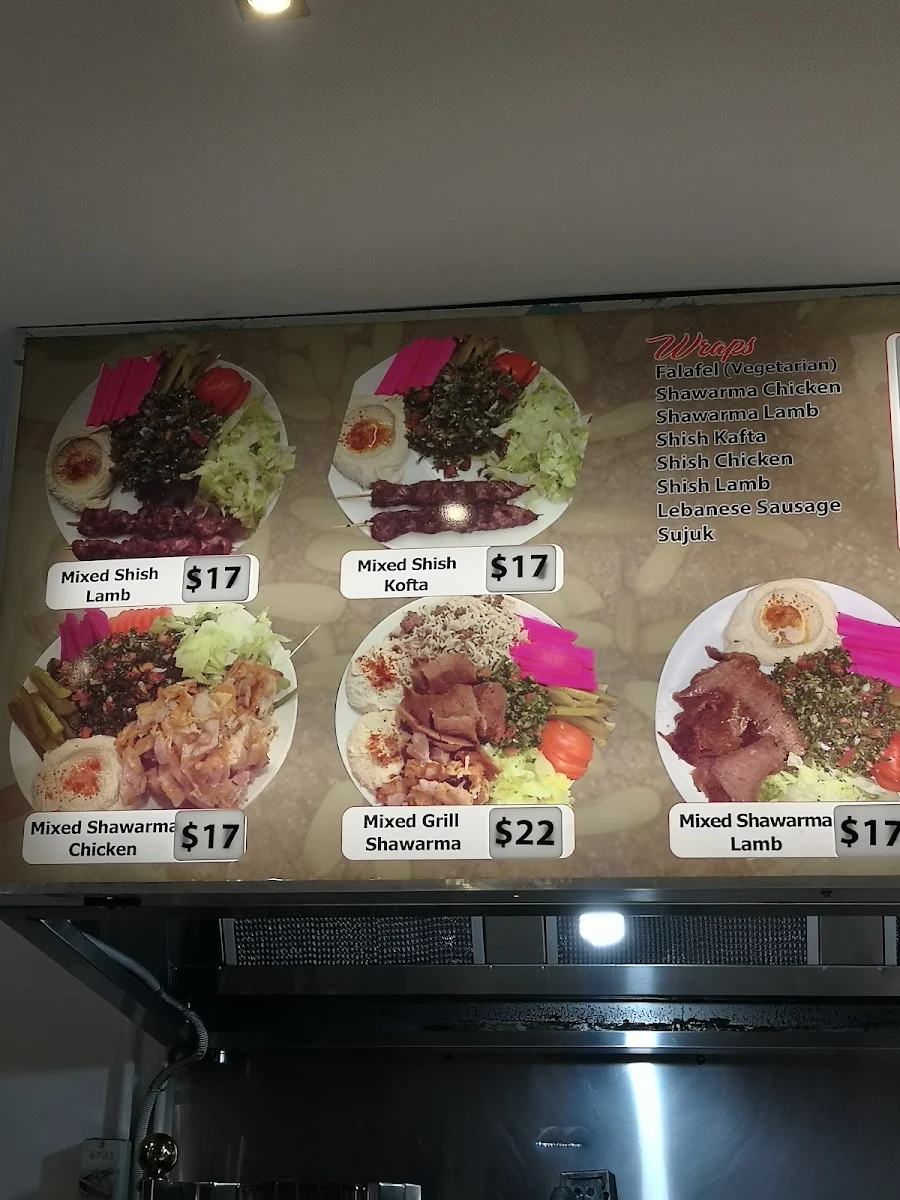 Menu, Middle Eastern Restaurant