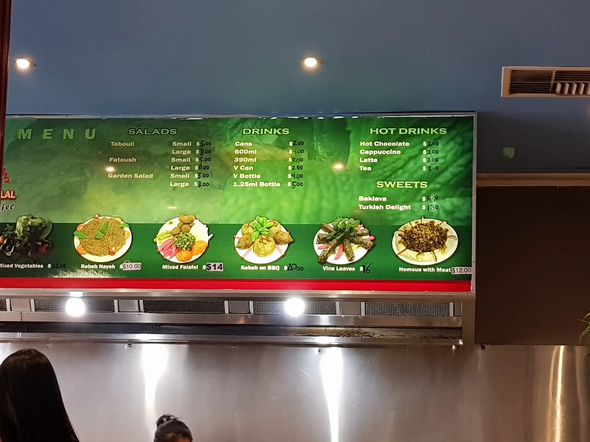 Menu, Middle Eastern Restaurant
