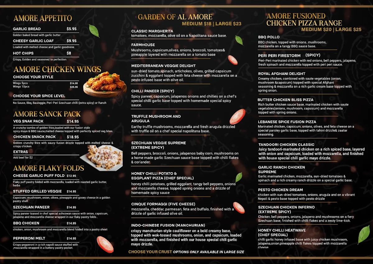 Menu, Al Amore Pizzeria (Kellyville)