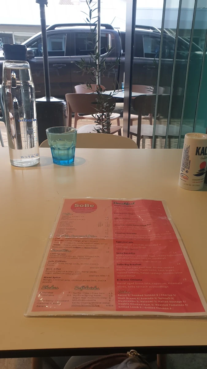 Menu, SoBe Cafe