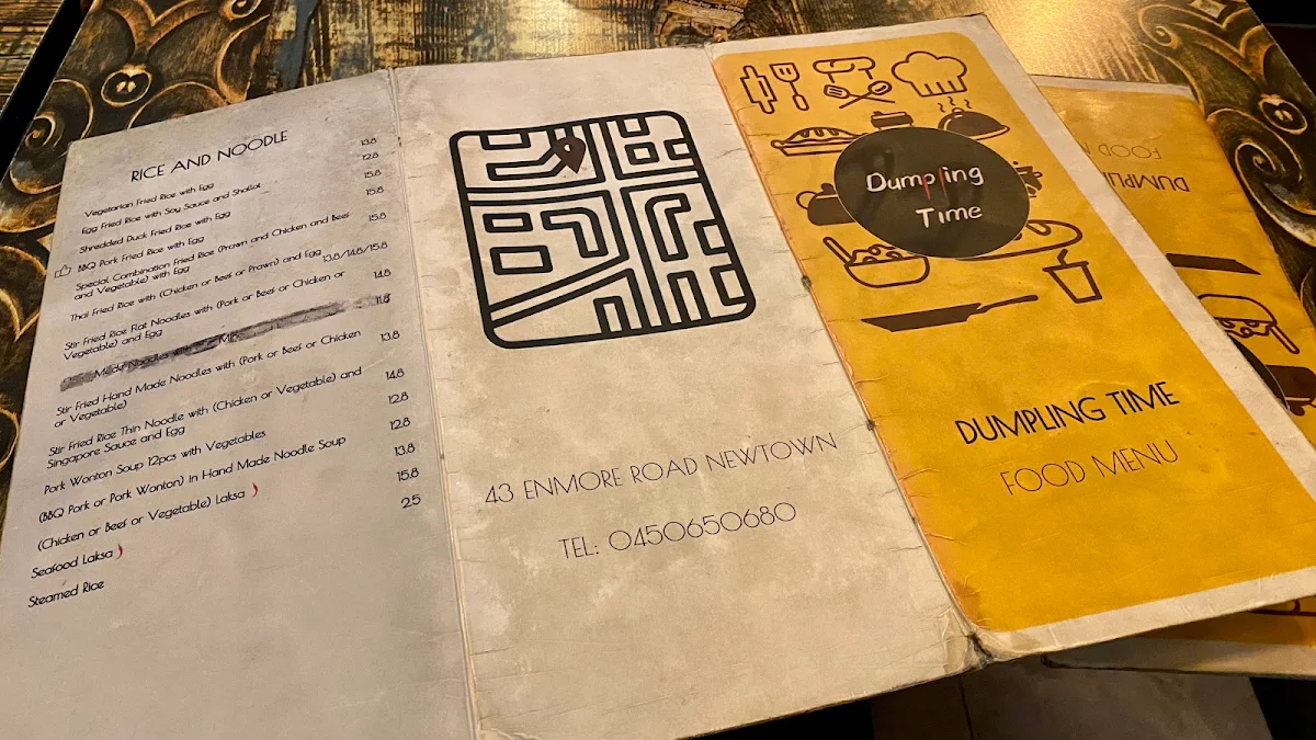 Menu, Dumpling Time Newtown