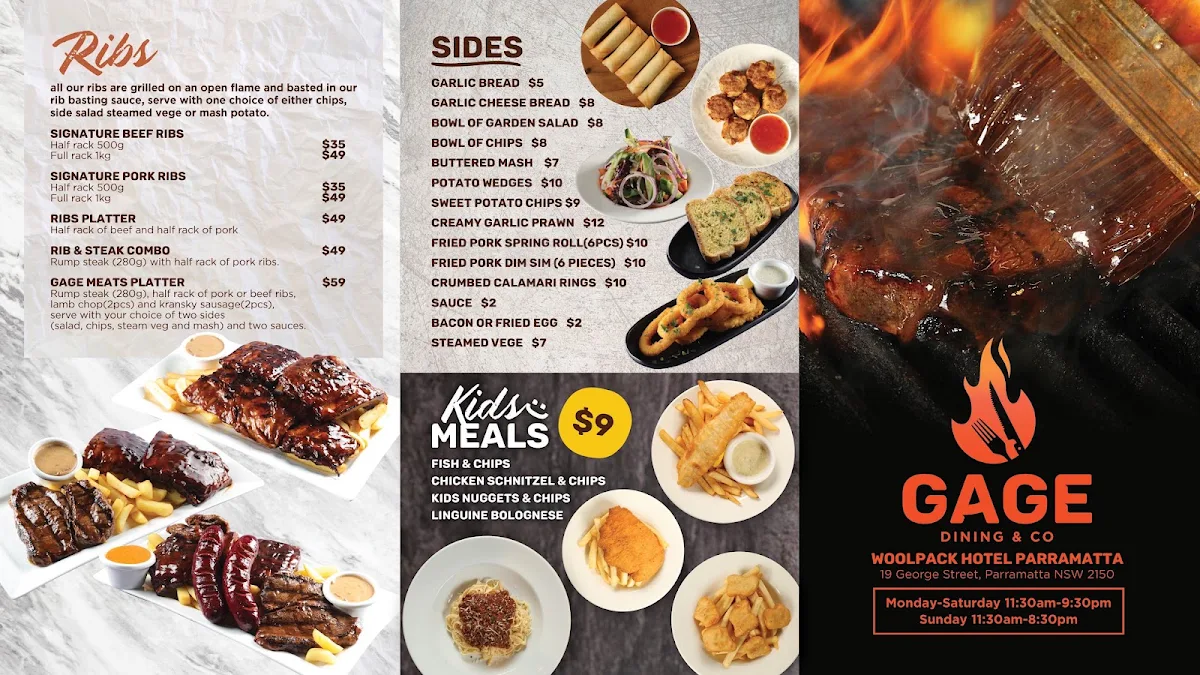 Menu, Woolpack Hotel