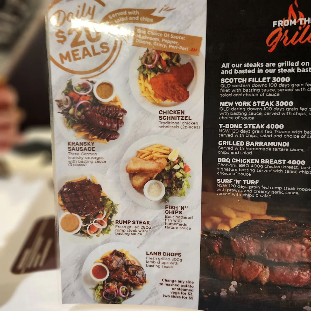 Menu, Woolpack Hotel