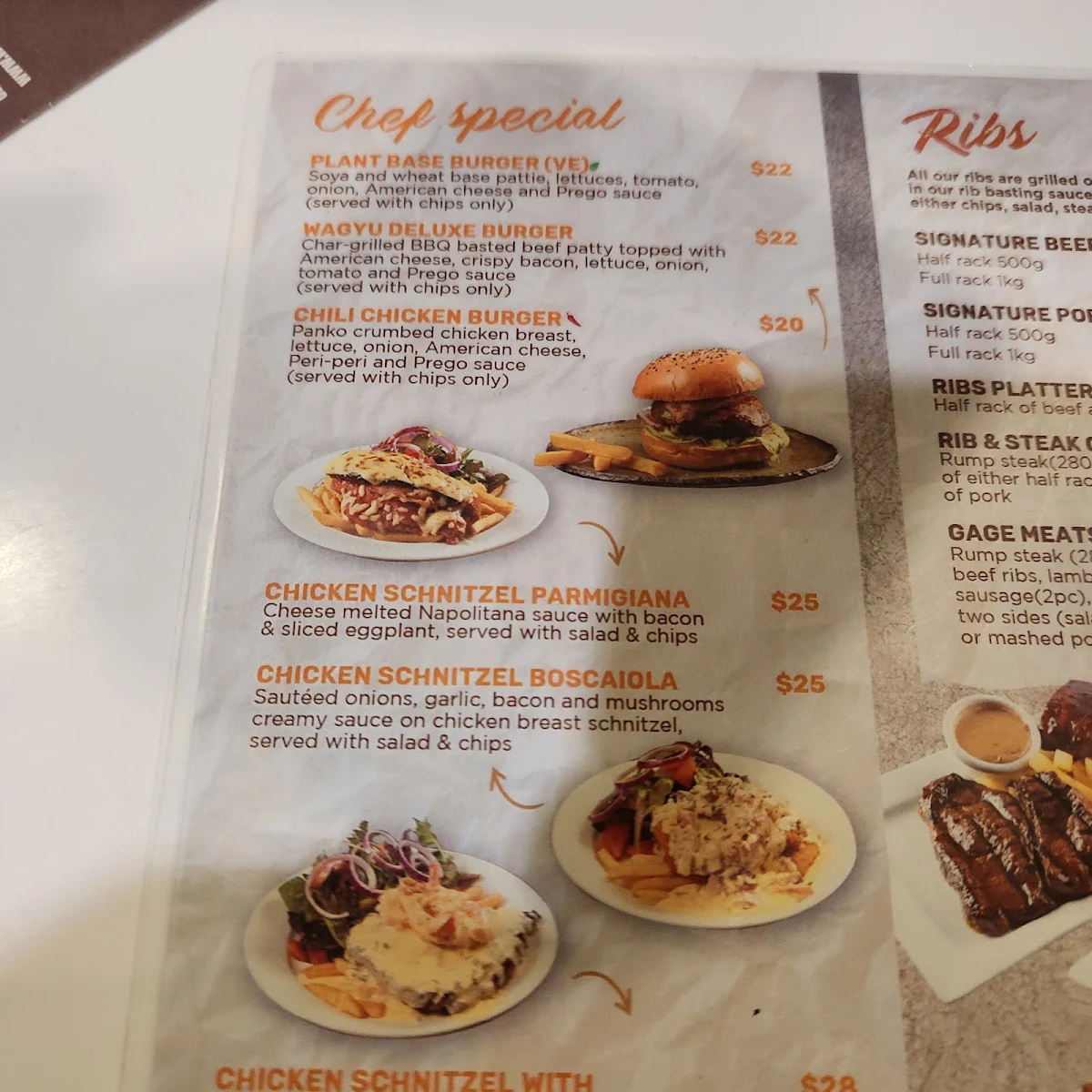 Menu, Woolpack Hotel