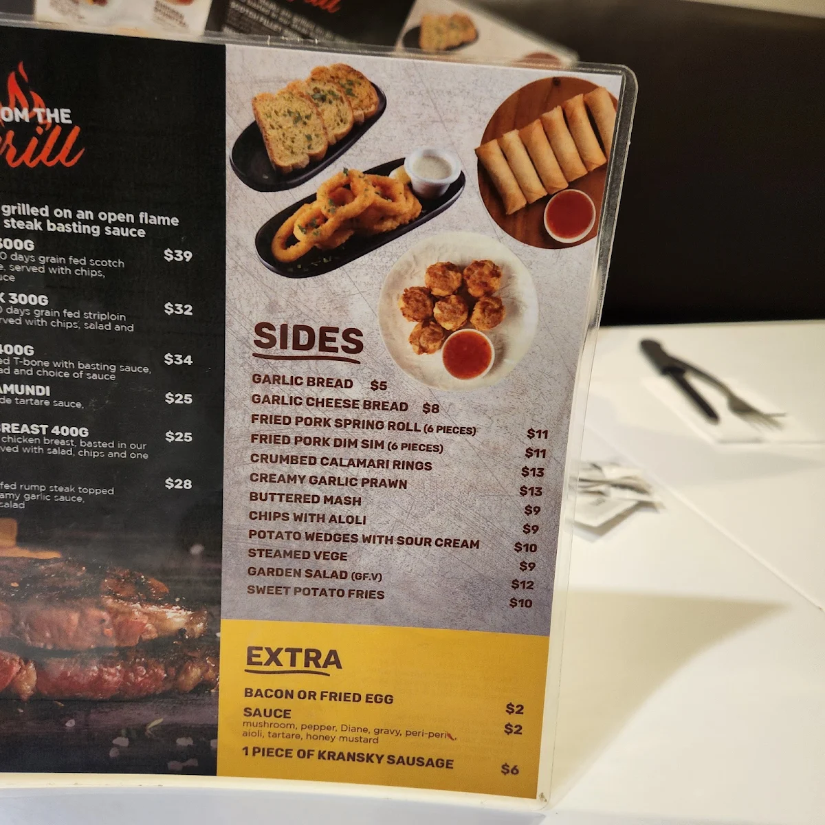 Menu, Woolpack Hotel
