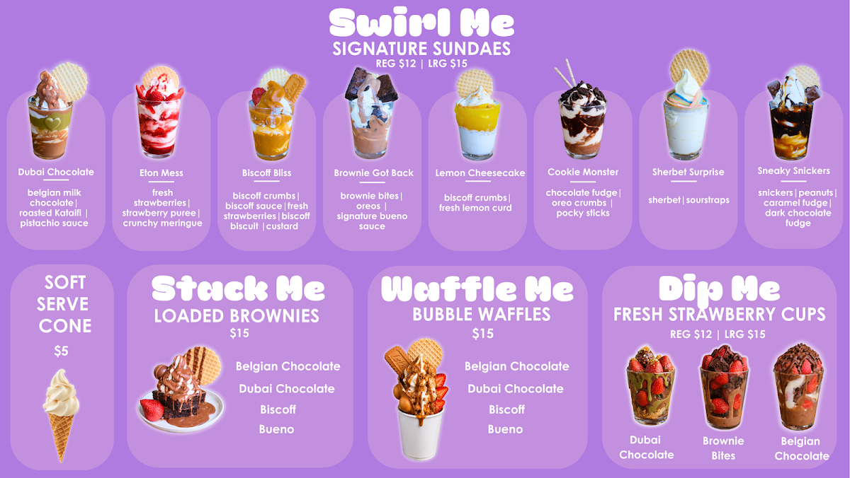 Menu, Bubble Me Bubble Tea & Deserts