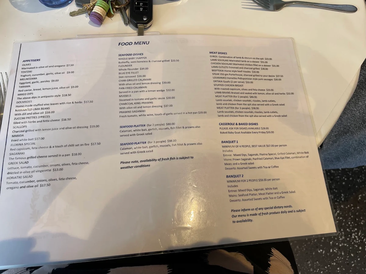 Menu, Lemnos Taverna