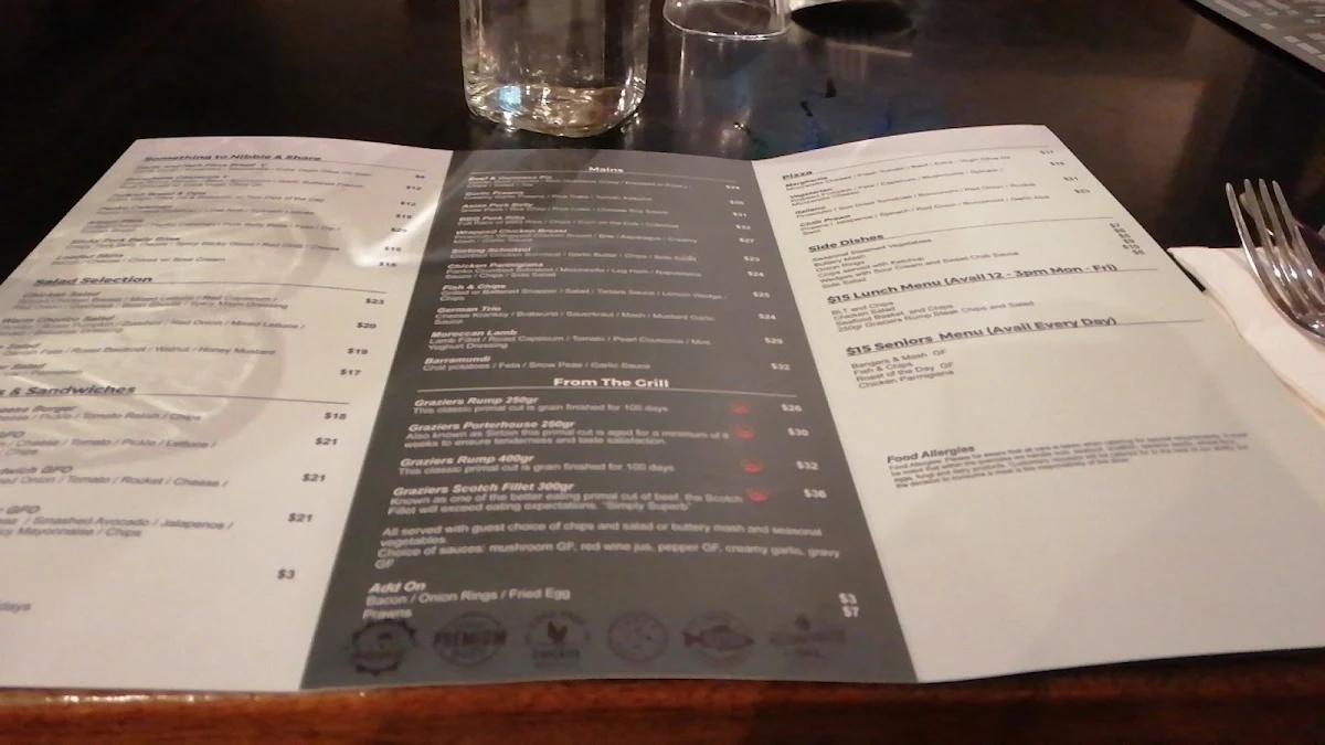 Menu, Albion Hotel
