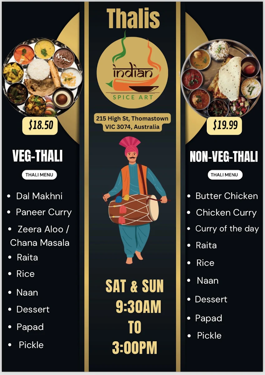Menu, Indian Spice Art