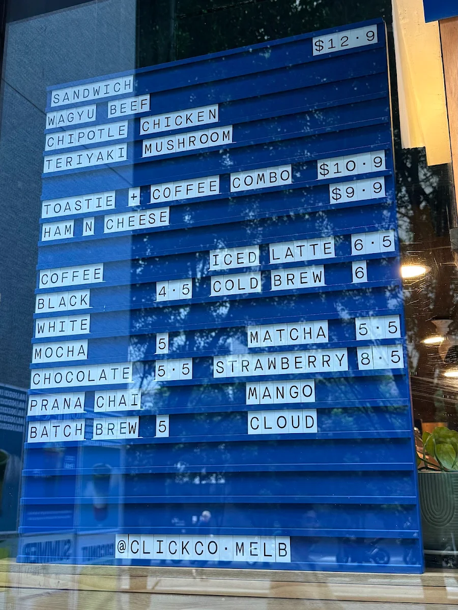 Menu, Click co. Coffee