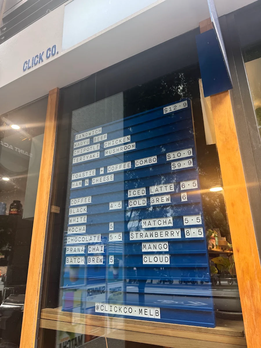 Menu, Click co. Coffee