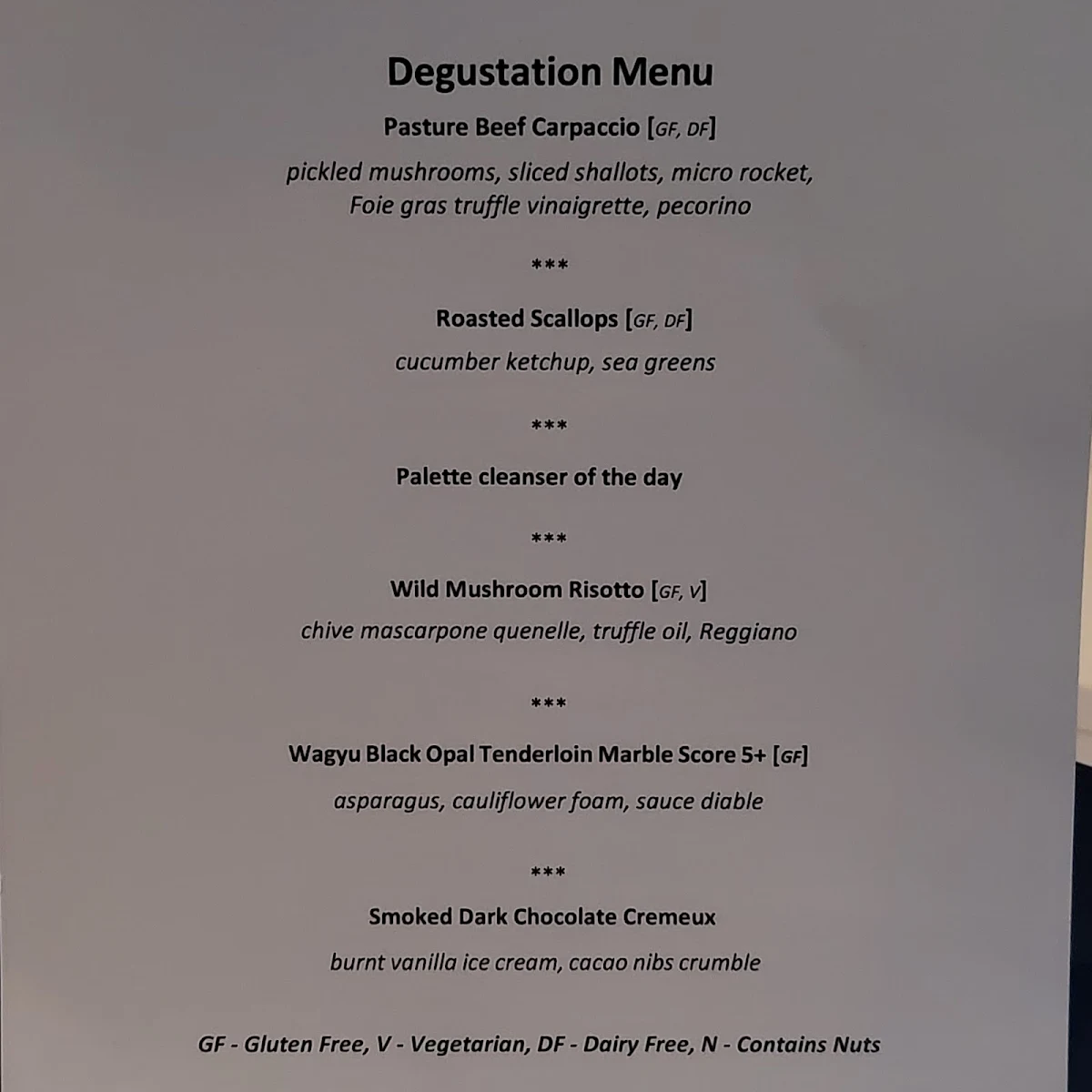 Menu, Strato Melbourne - Bar and Restaurant