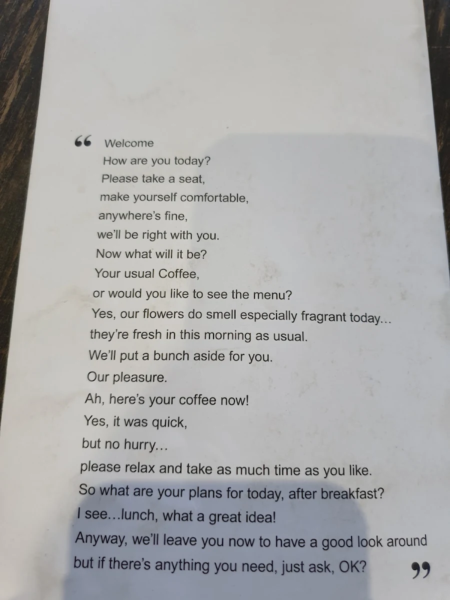 Menu, Café63 INTERSECTION