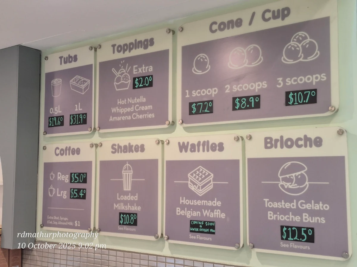 Menu, Gelato Lulamina