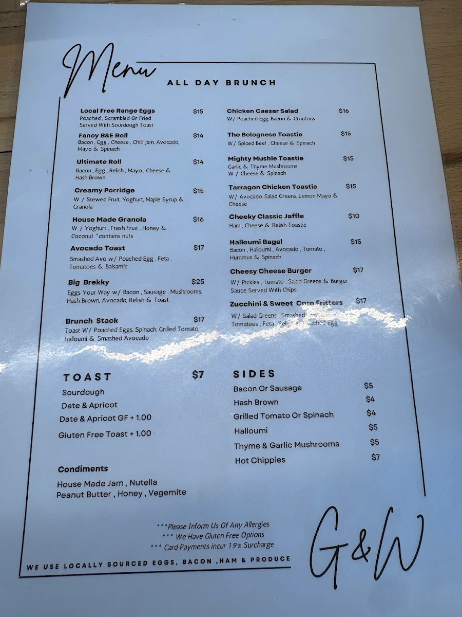 Menu, Graze And Wander