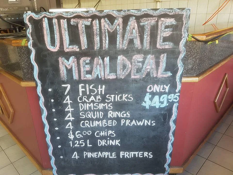 Menu, Snappers Fish & Chips