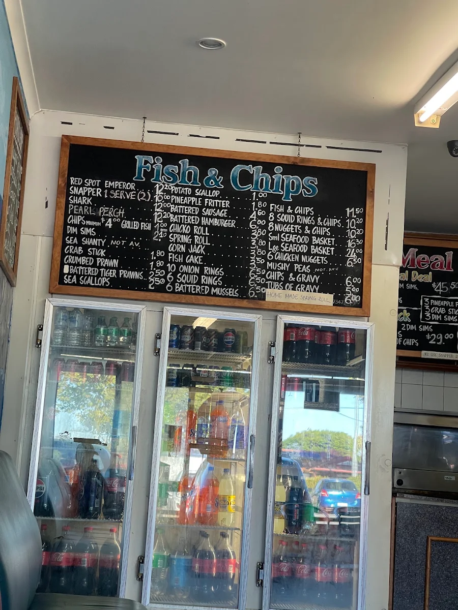 Menu, Snappers Fish & Chips
