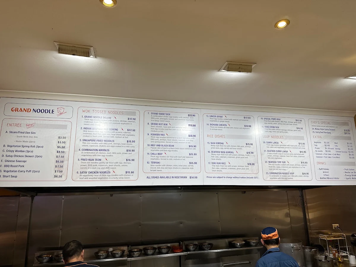 Menu, Grand Noodle