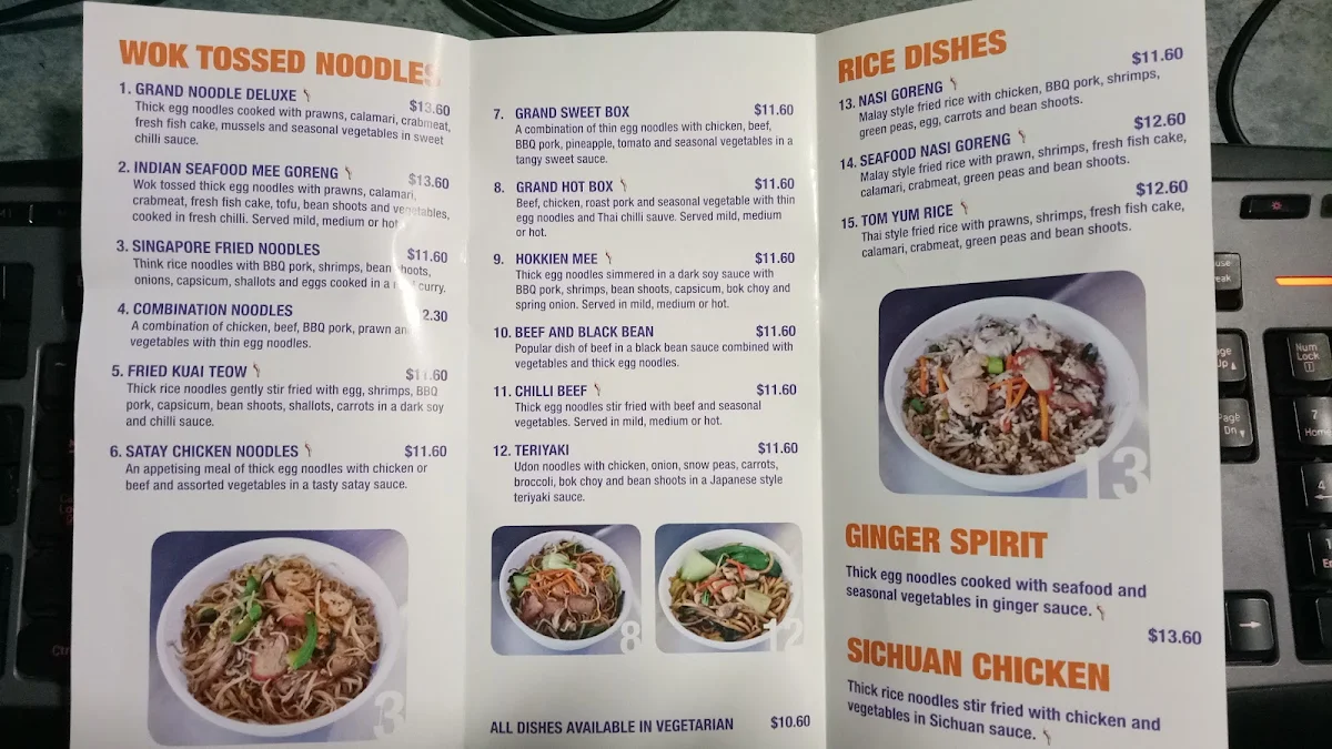Menu, Grand Noodle
