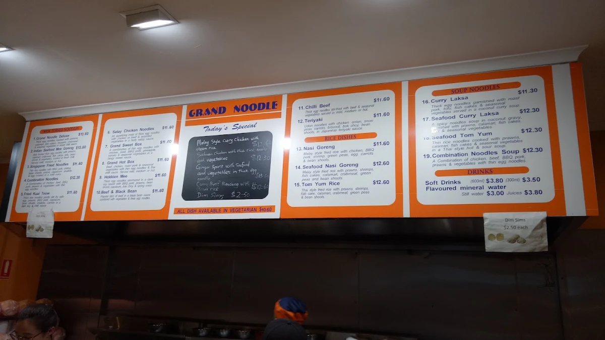 Menu, Grand Noodle