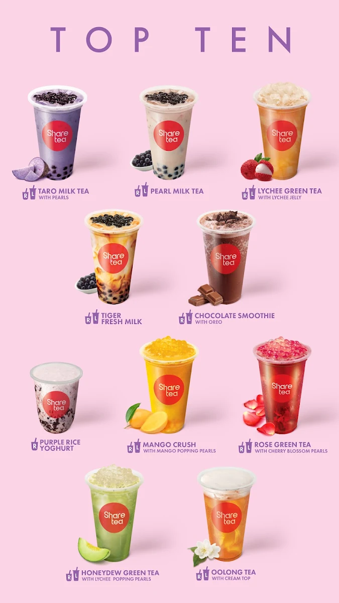 Menu, Sharetea Tallawong