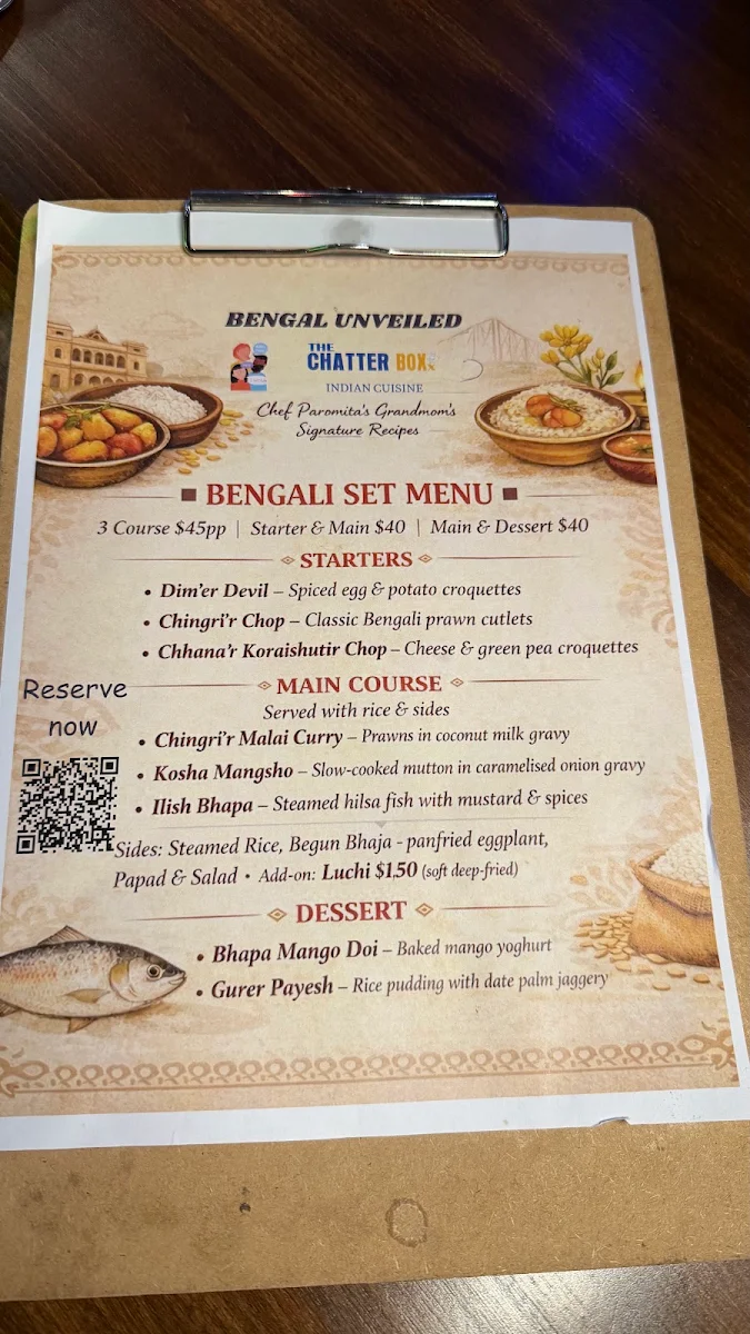 Menu, Chatterbox Indian Kitchen