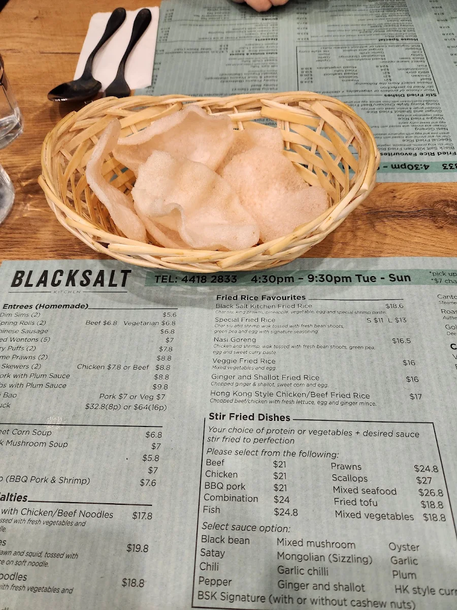 Menu, BLACK SALT KITCHEN