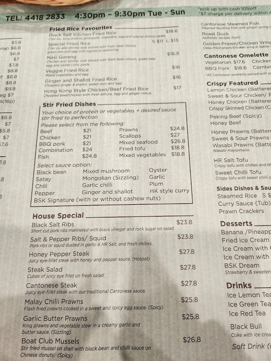Menu, BLACK SALT KITCHEN