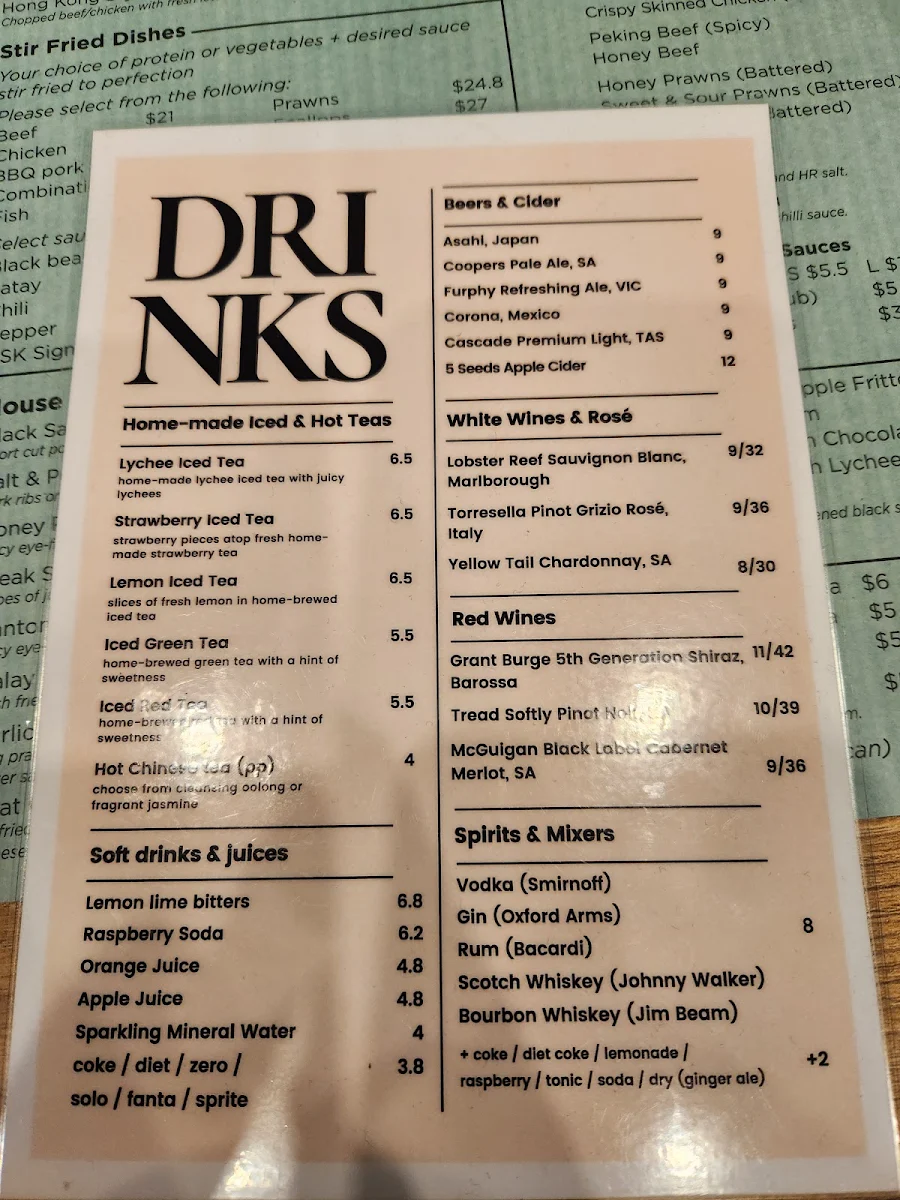 Menu, BLACK SALT KITCHEN