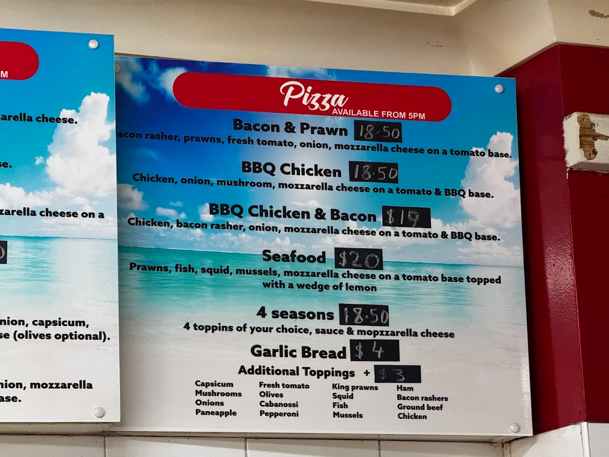 Menu, Summerland Takeaway