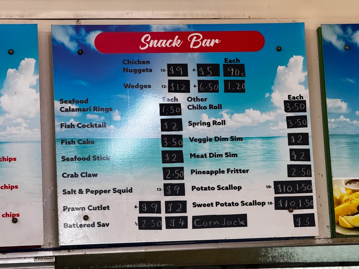 Menu, Summerland Takeaway