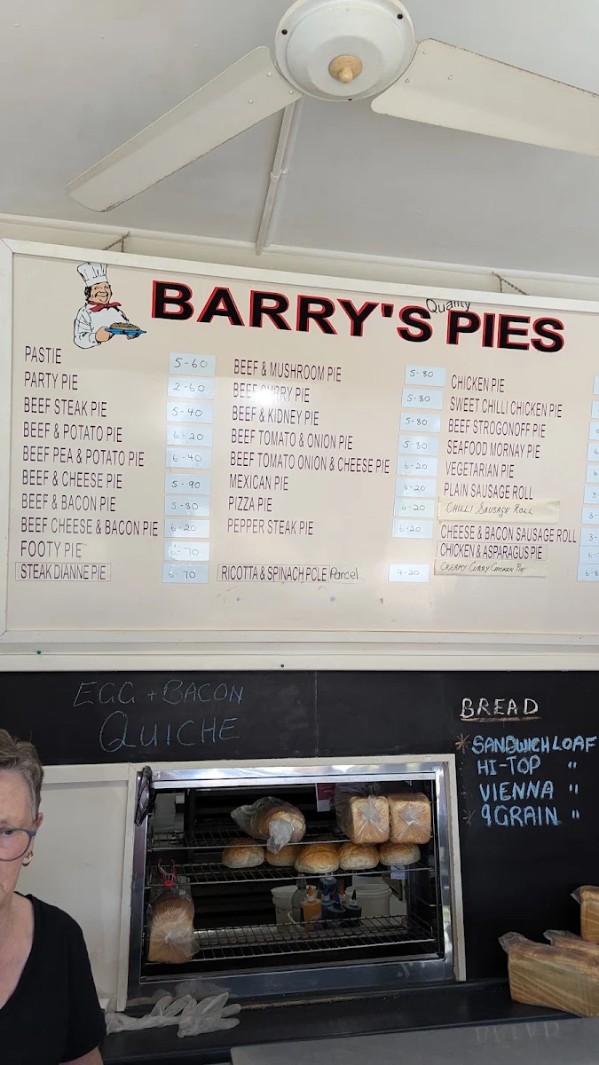 Menu, Barry's Quality Pies